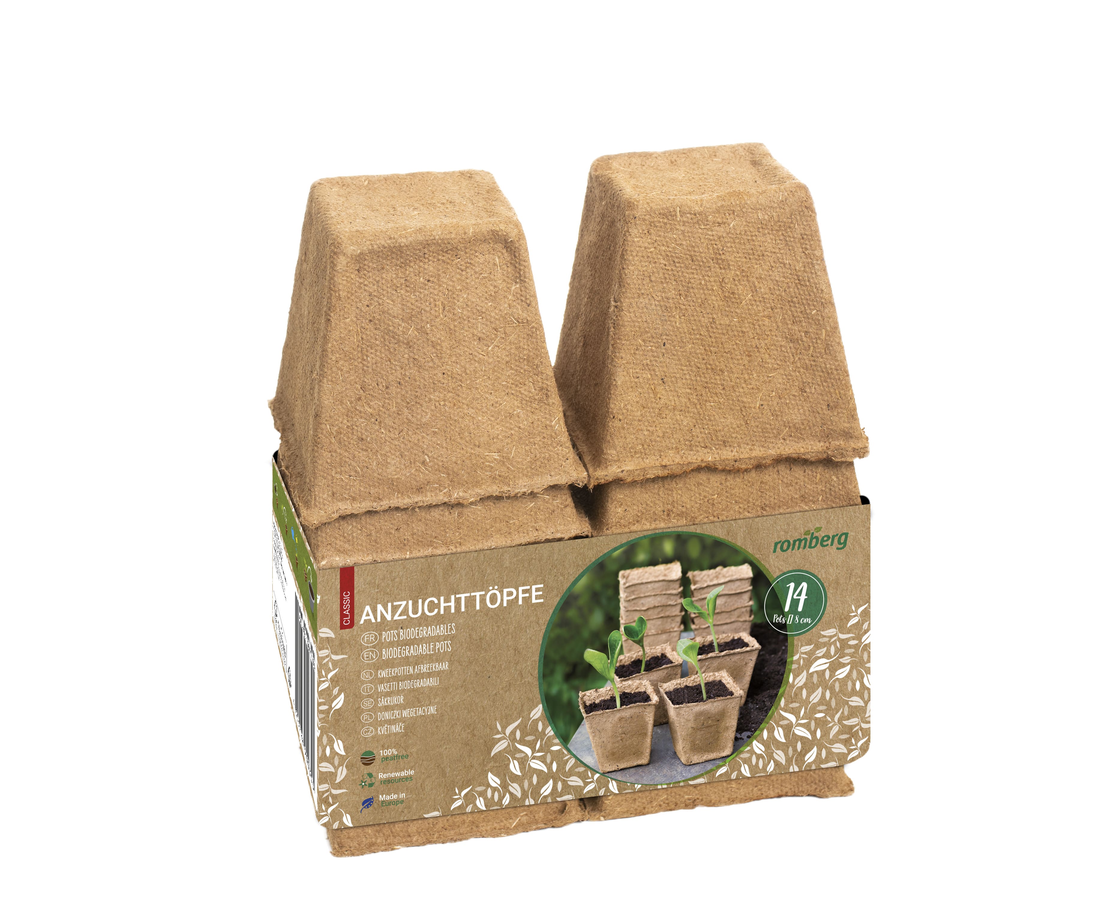 14 Anzuchttöpfe 8 cm Ø quadr.